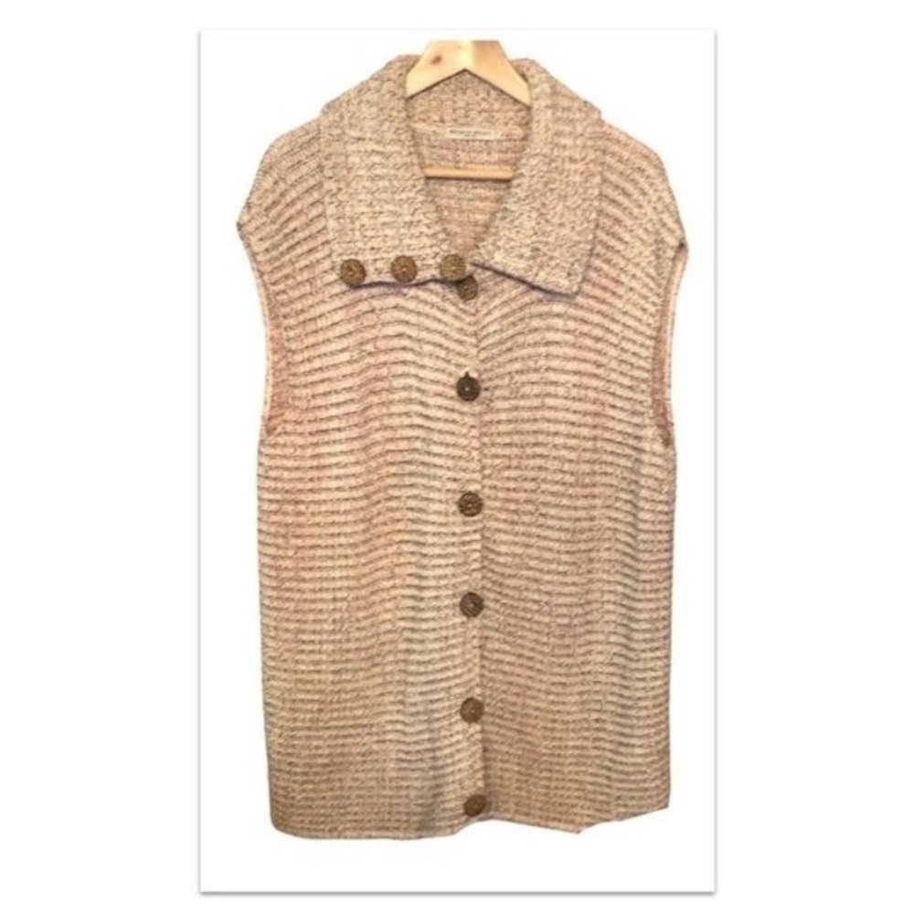 Vintage 90s Y2K Margaret Winters Chunky Knit Shawl Collar Sweater Vest | L/XL